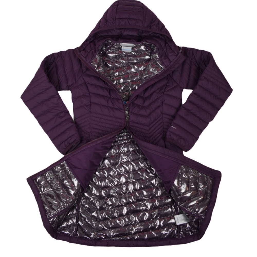 Columbia Wome's Black Cherry Power Lite Mid Length Jacket Small - Picture 1 of 9